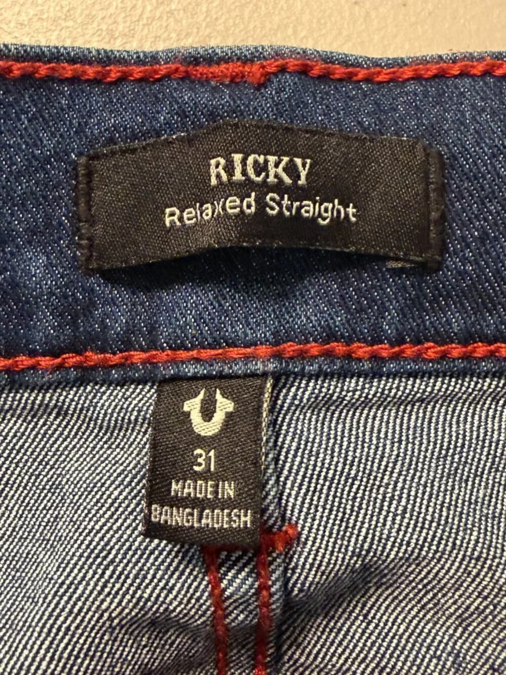 True Religion Ricky Flap Relaxed Straight Denim Jeans Men's 31 Medium Wash NWT